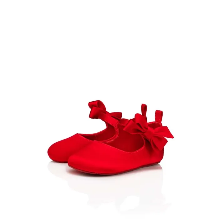 Christian Louboutin Girls Kids Lou Babe Ballerinas 8211 Crepe Satin 8211 Loubi 8211 Baby