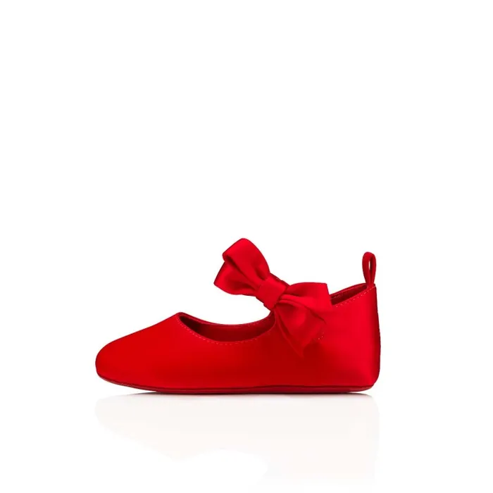 Christian Louboutin Girls Kids Lou Babe Ballerinas 8211 Crepe Satin 8211 Loubi 8211 Baby
