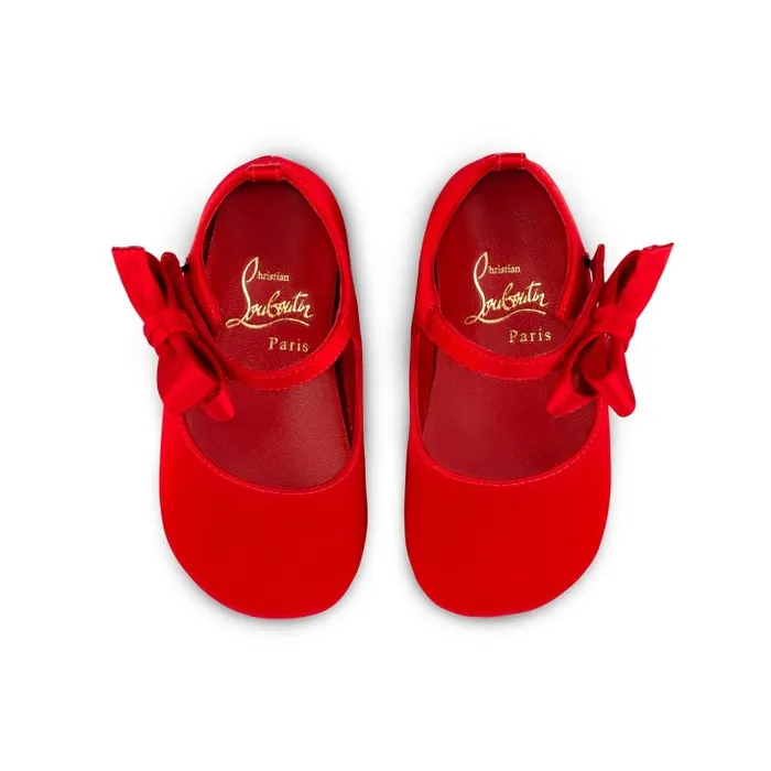 Christian Louboutin Girls Kids Lou Babe Ballerinas 8211 Crepe Satin 8211 Loubi 8211 Baby