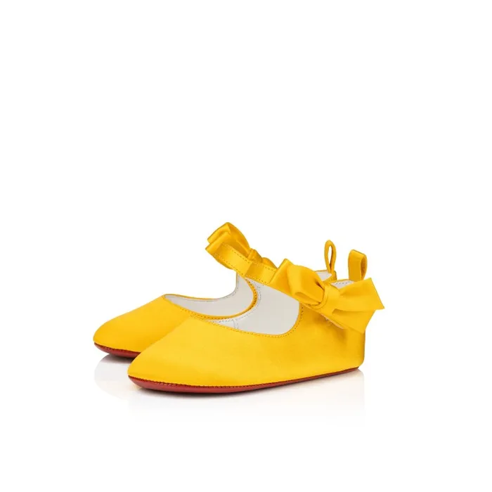 Christian Louboutin Girls Kids Lou Babe Ballerinas 8211 Crepe Satin 8211 Pollen