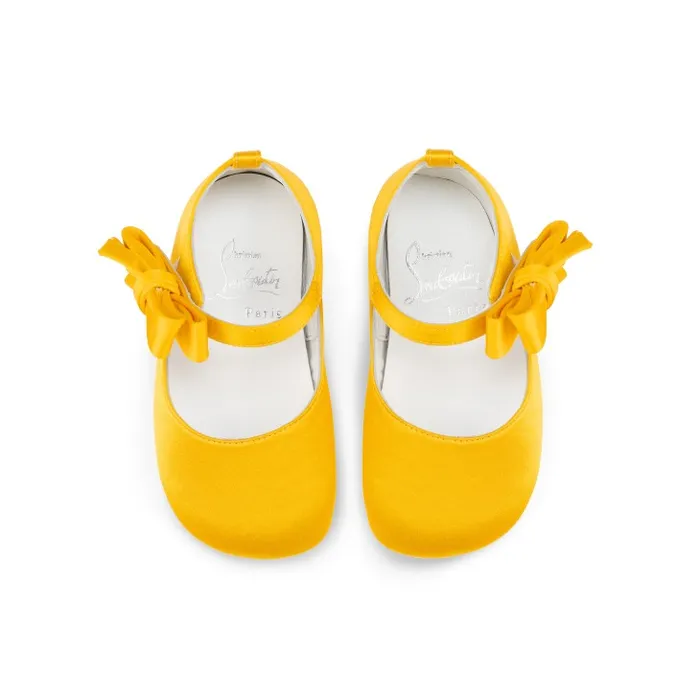 Christian Louboutin Girls Kids Lou Babe Ballerinas 8211 Crepe Satin 8211 Pollen