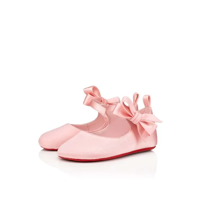 Christian Louboutin Girls Kids Lou Babe Ballerinas 8211 Crepe Satin 8211 Rosy 8211 Baby