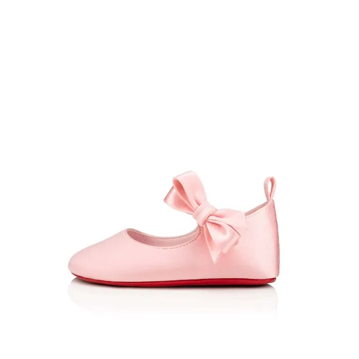 Christian Louboutin Girls Kids Lou Babe Ballerinas 8211 Crepe Satin 8211 Rosy 8211 Baby