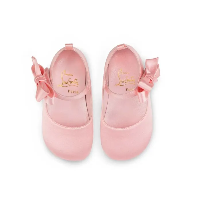 Christian Louboutin Girls Kids Lou Babe Ballerinas 8211 Crepe Satin 8211 Rosy 8211 Baby