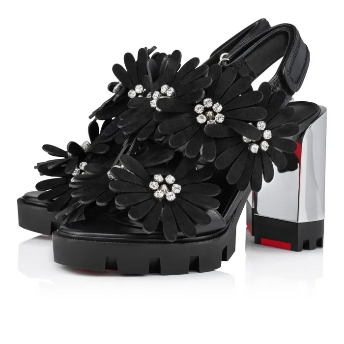 Christian Louboutin Platforms Women Floralou 100 Mm Sandals 8211 Nappa Leather And Suede 8211 Black