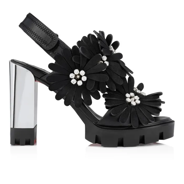 Christian Louboutin Platforms Women Floralou 100 Mm Sandals 8211 Nappa Leather And Suede 8211 Black