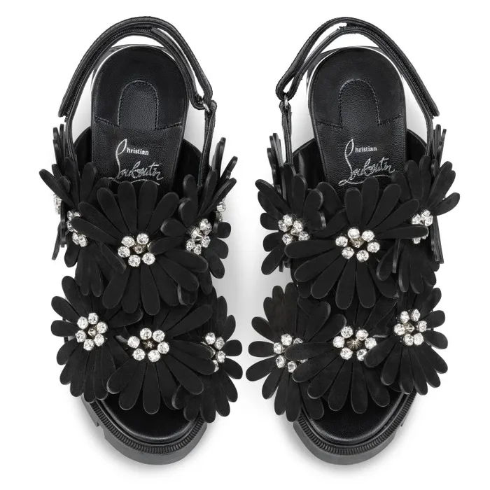 Christian Louboutin Platforms Women Floralou 100 Mm Sandals 8211 Nappa Leather And Suede 8211 Black