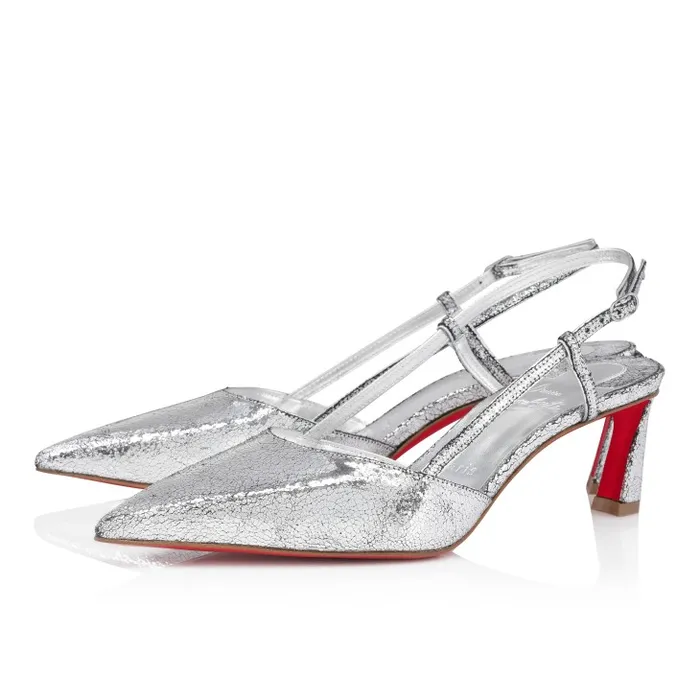 Christian Louboutin Pumps Women Condoroline 55 Mm Sling Back Pumps 8211 Manoir Specchio Leather 8211 Silver