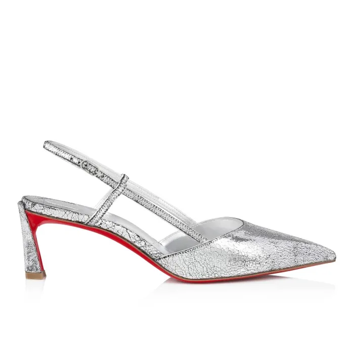 Christian Louboutin Pumps Women Condoroline 55 Mm Sling Back Pumps 8211 Manoir Specchio Leather 8211 Silver
