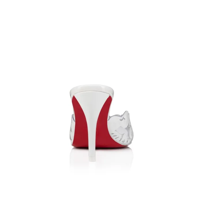 Christian Louboutin Sandals and Slides Women Apostropha Mule Petunia 80 Mm Mules 8211 PVC And Patent Leather 8211 White