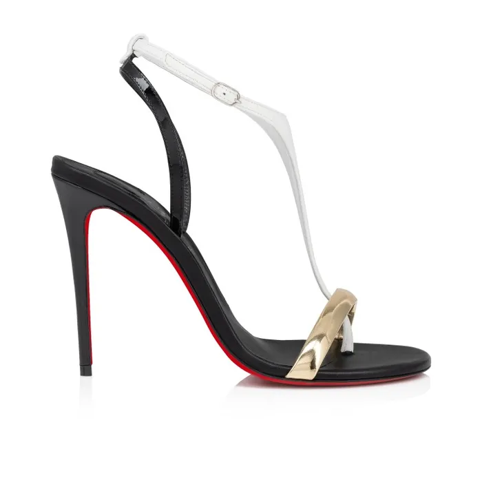 Christian Louboutin Sandals and Slides Women Athina 100 Mm Strappy Sandals 8211 Specchio Leather And Nappa Leather 8211 Multicolor