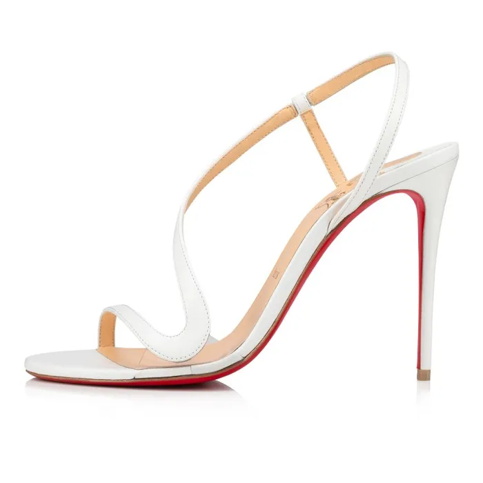 Christian Louboutin Sandals and Slides Women Rosalie 100 Mm Sandals 8211 Leather And PVC 8211 Bianco