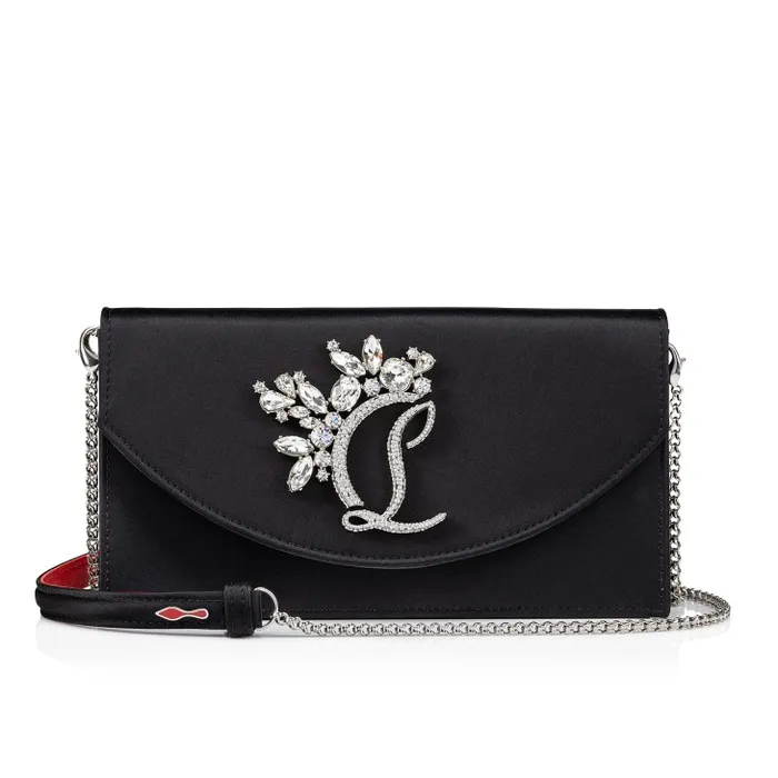 Christian Louboutin Shoulder Bags Women Loubi54 Clutch 8211 Crepe Satin And Strass Queeny 8211 Black