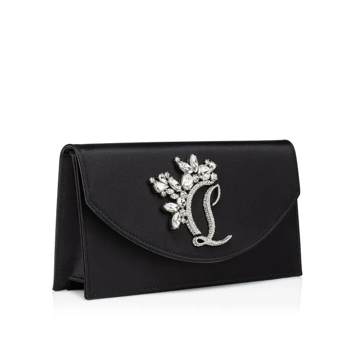 Christian Louboutin Shoulder Bags Women Loubi54 Clutch 8211 Crepe Satin And Strass Queeny 8211 Black