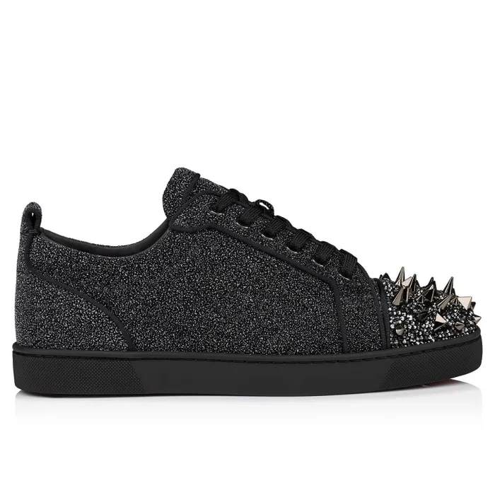 Christian Louboutin Sneakers Men Louis Junior P Pik Pik Strass Sneakers 8211 Suede Leather Comete And Strass 8211 Black