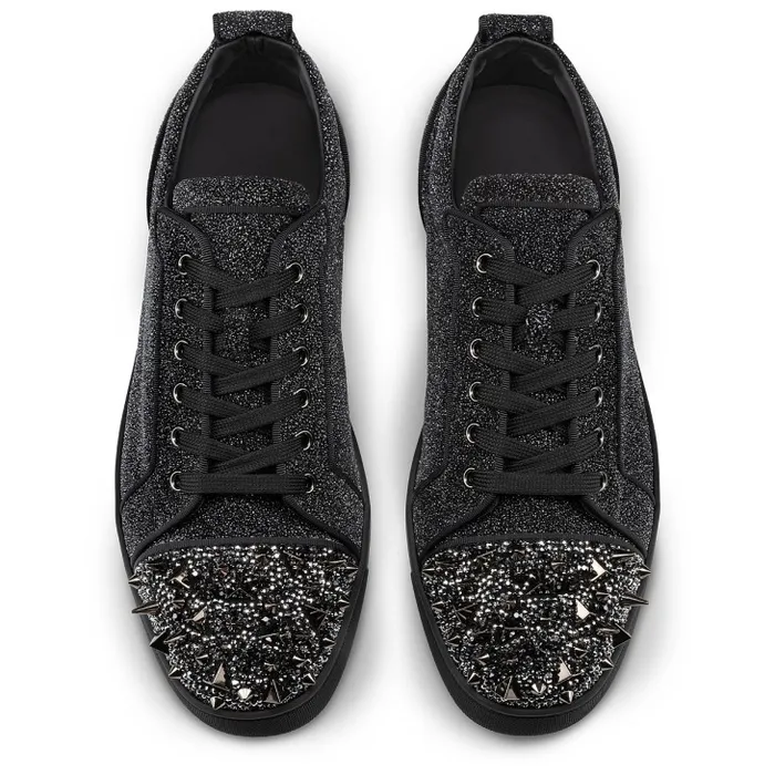 Christian Louboutin Sneakers Men Louis Junior P Pik Pik Strass Sneakers 8211 Suede Leather Comete And Strass 8211 Black