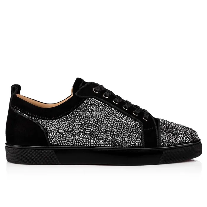 Christian Louboutin Sneakers Men Louis Junior Strass Sneakers 8211 Suede Calf And Strass 8211 Black