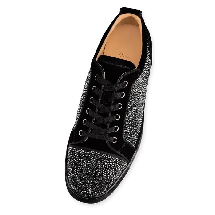 Christian Louboutin Sneakers Men Louis Junior Strass Sneakers 8211 Suede Calf And Strass 8211 Black