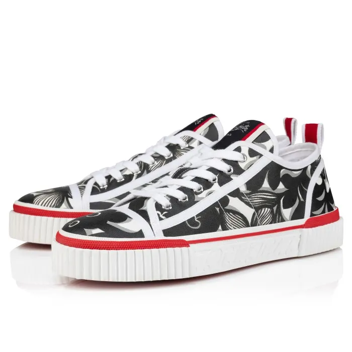 Christian Louboutin Sneakers Men Pedro Junior Sneakers 8211 Petunia Printed Fabric 8211 Black
