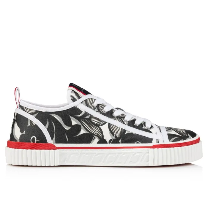 Christian Louboutin Sneakers Men Pedro Junior Sneakers 8211 Petunia Printed Fabric 8211 Black