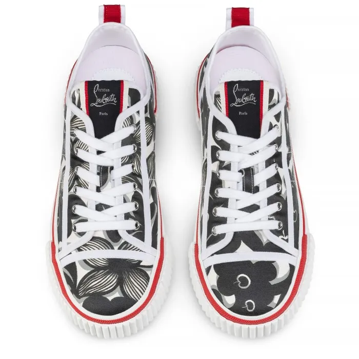 Christian Louboutin Sneakers Men Pedro Junior Sneakers 8211 Petunia Printed Fabric 8211 Black
