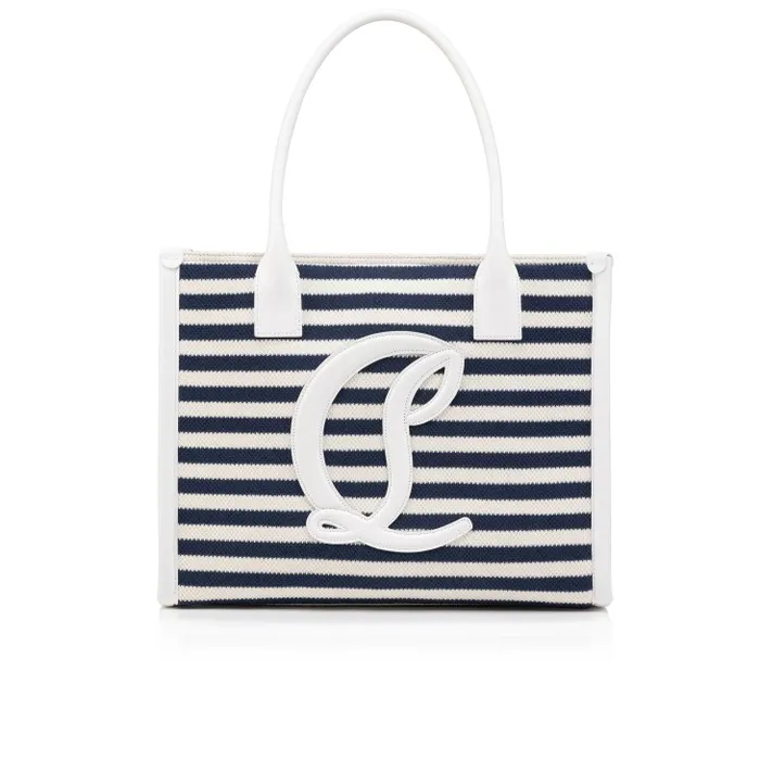 Christian Louboutin Totes Women By My Side Large Tote Bag 8211 Malha Printed Fabric 8211 Blue