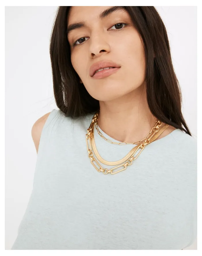 Chunky Herringbone Chain Necklace Vintage Gold Women Madewell Necklaces