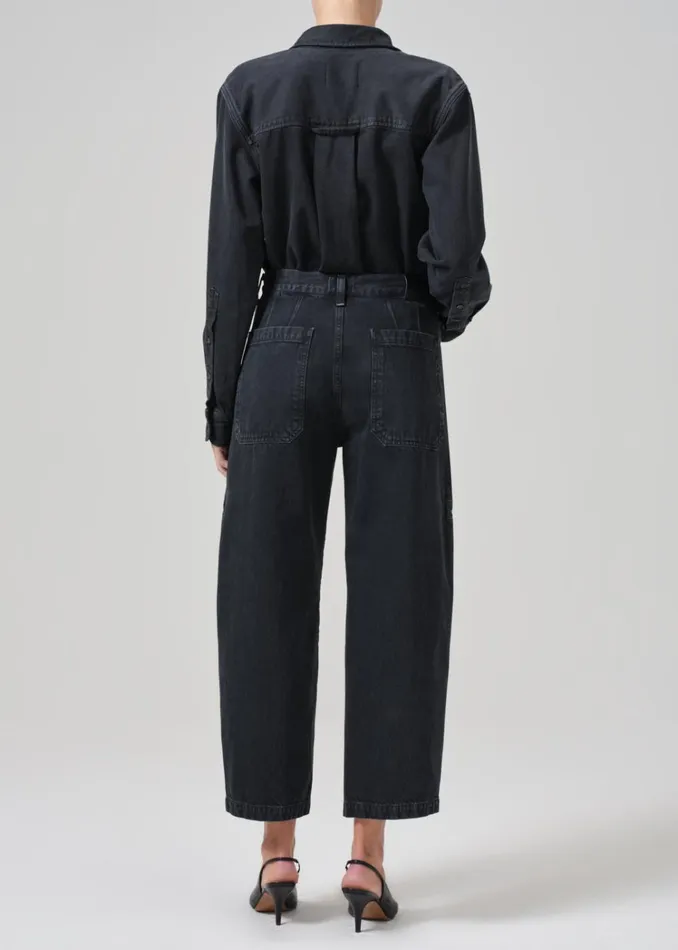 Citizens Of Humanity Gianna Seamed Cropped Baggy In Washed Black Women Jeans