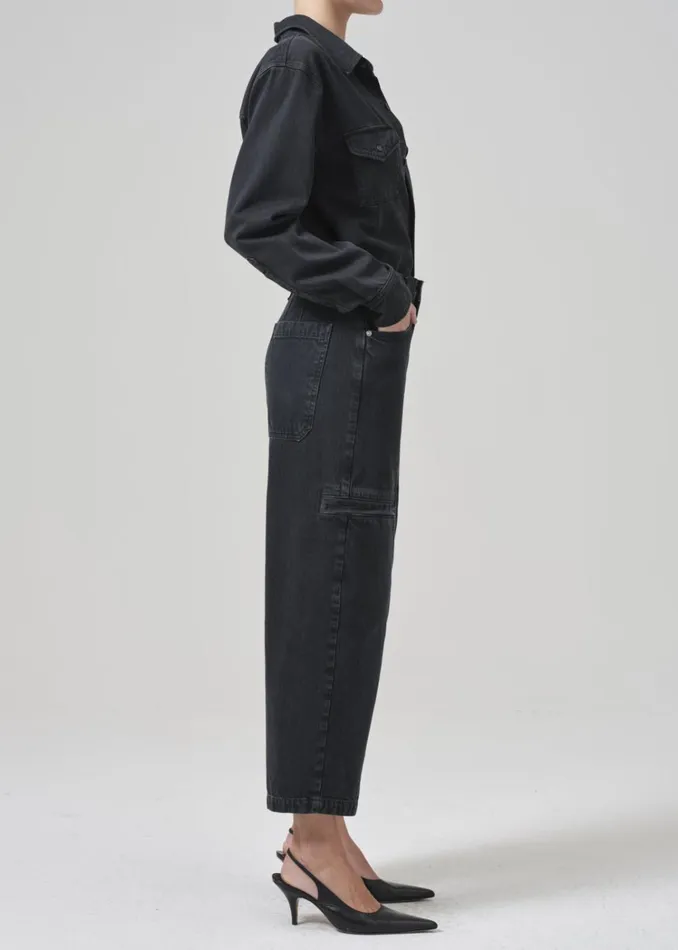 Citizens Of Humanity Gianna Seamed Cropped Baggy In Washed Black Women Jeans
