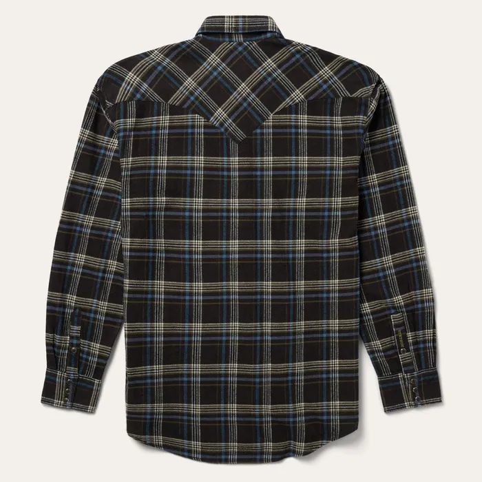 Classic Cut Men Stetson Brown Plaid Flannel Western Shirt Brown