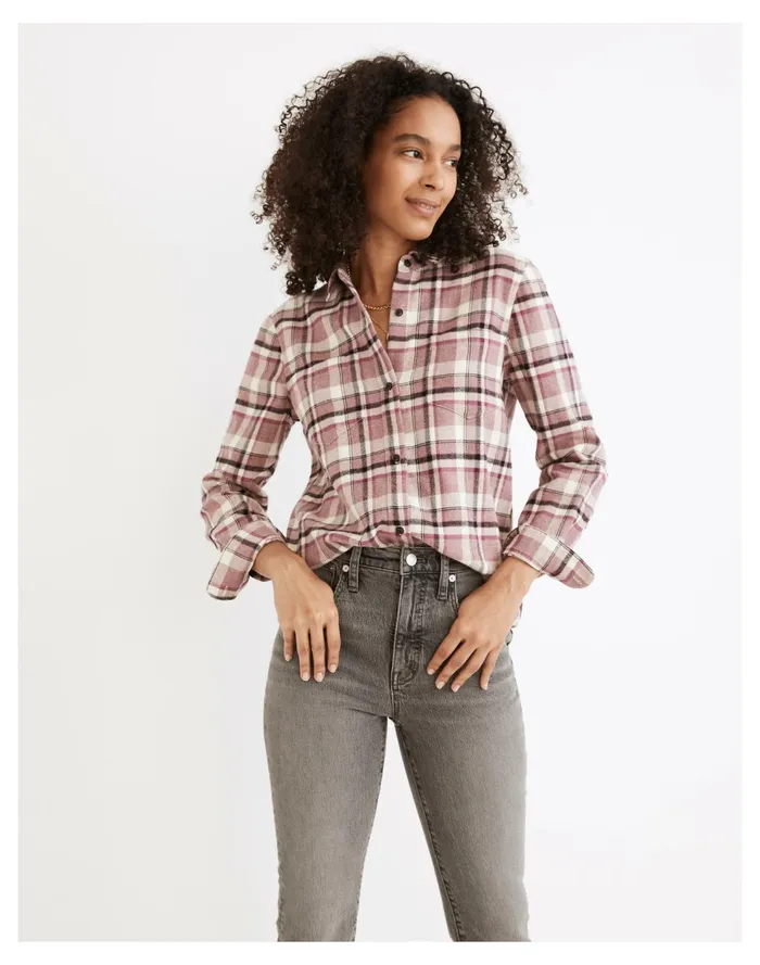 Classic Ex Boyfriend Shirt In Cornado Plaid Faded Fig Women Madewell Tops and Shirts Classic Ex Boyfriend Shirt In Cornado Plaid Faded Fig Women Madewell Tops and Shirts