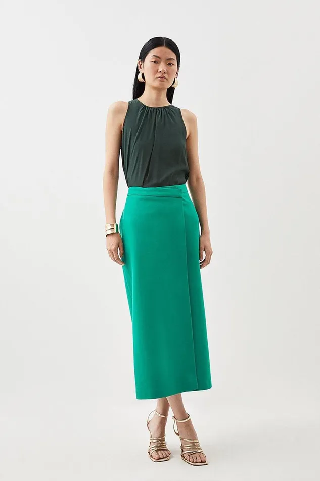 Clean Tailored Maxi Skirt Green Women Karen Millen Skirts