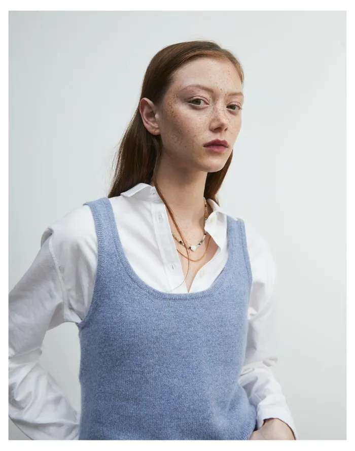 Clemence Cropped Sweater Tank Heather Sagemist Women Madewell Sweaters