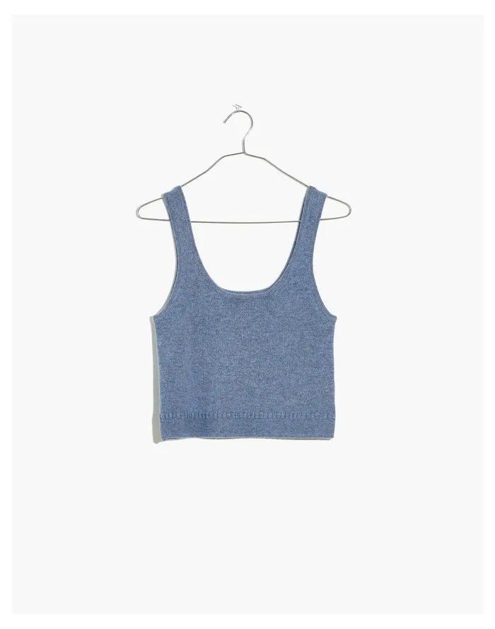 Clemence Cropped Sweater Tank Heather Sagemist Women Madewell Sweaters