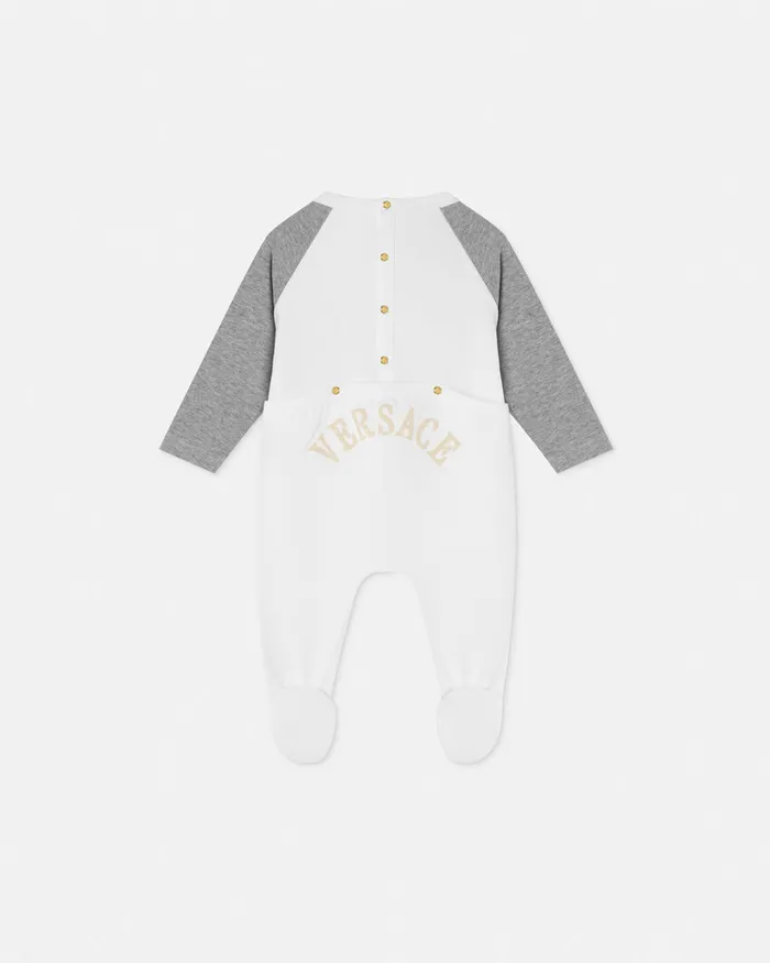 Clothing Kids Versace Tartan Love Teddy Baby Sleepsuit Whitesilver