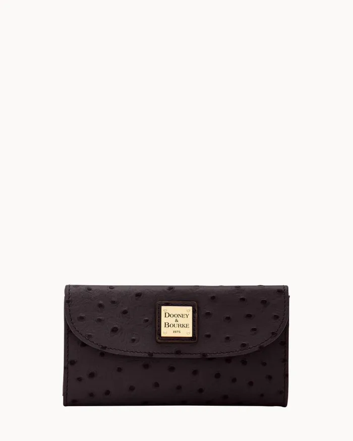 Clutches Women Dooney and Bourke Ostrich Continental Clutch Black