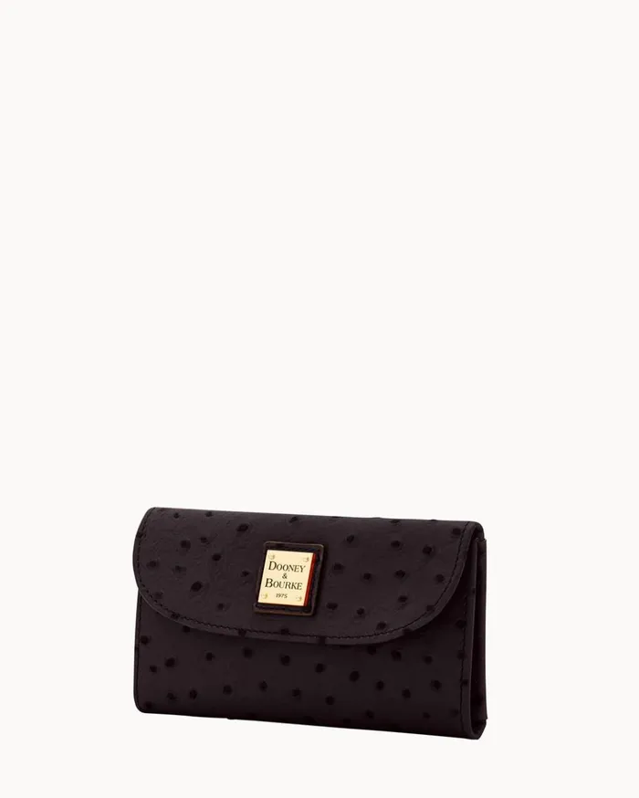 Clutches Women Dooney and Bourke Ostrich Continental Clutch Black Clutches Women Dooney and Bourke Ostrich Continental Clutch Black