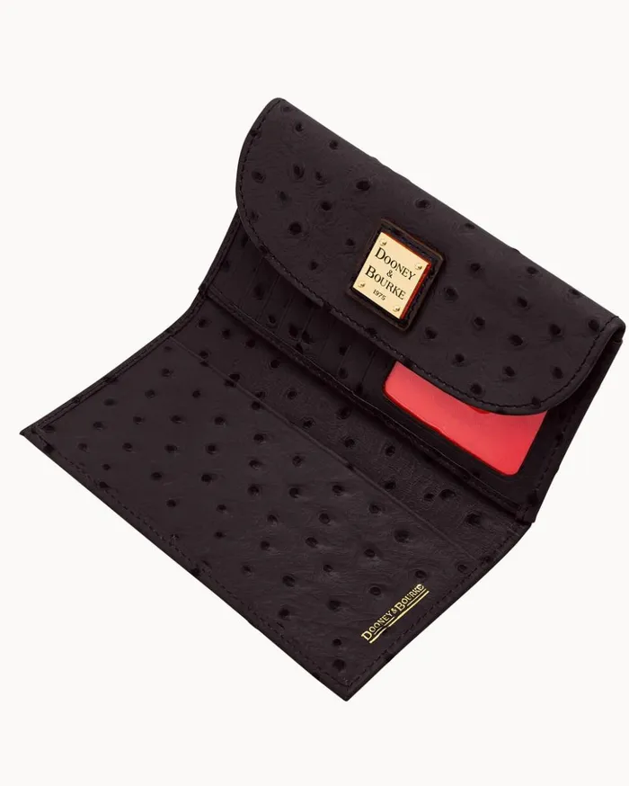 Clutches Women Dooney and Bourke Ostrich Continental Clutch Black Clutches Women Dooney and Bourke Ostrich Continental Clutch Black