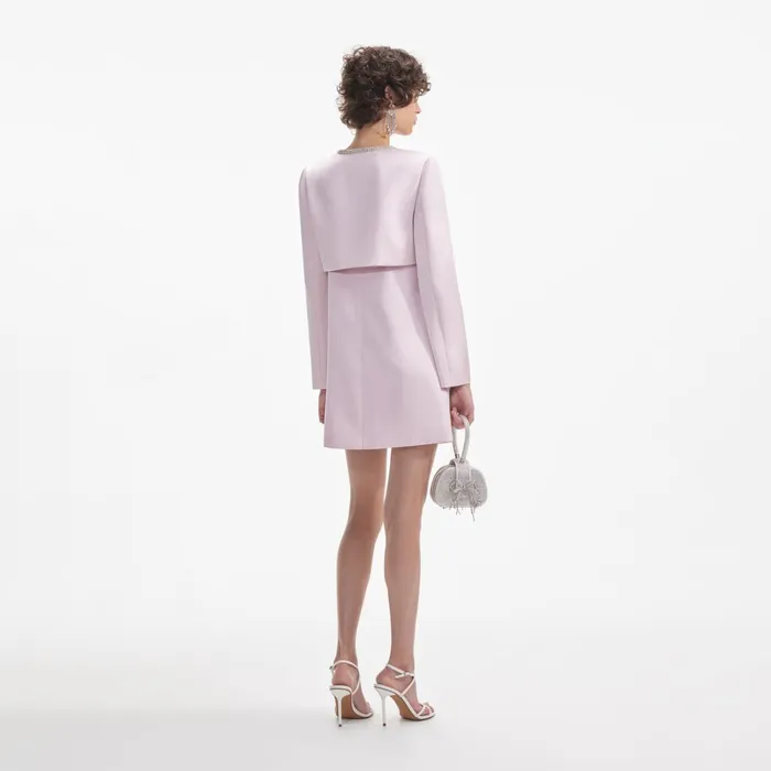 CoOrds Women Self Portrait Pink Satin Bolero Jacket