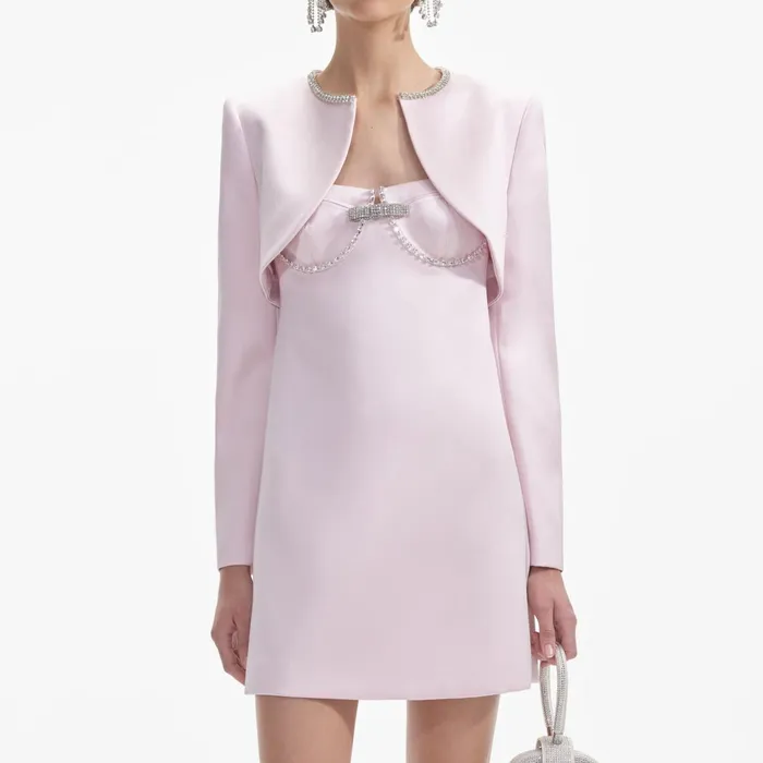 CoOrds Women Self Portrait Pink Satin Bolero Jacket