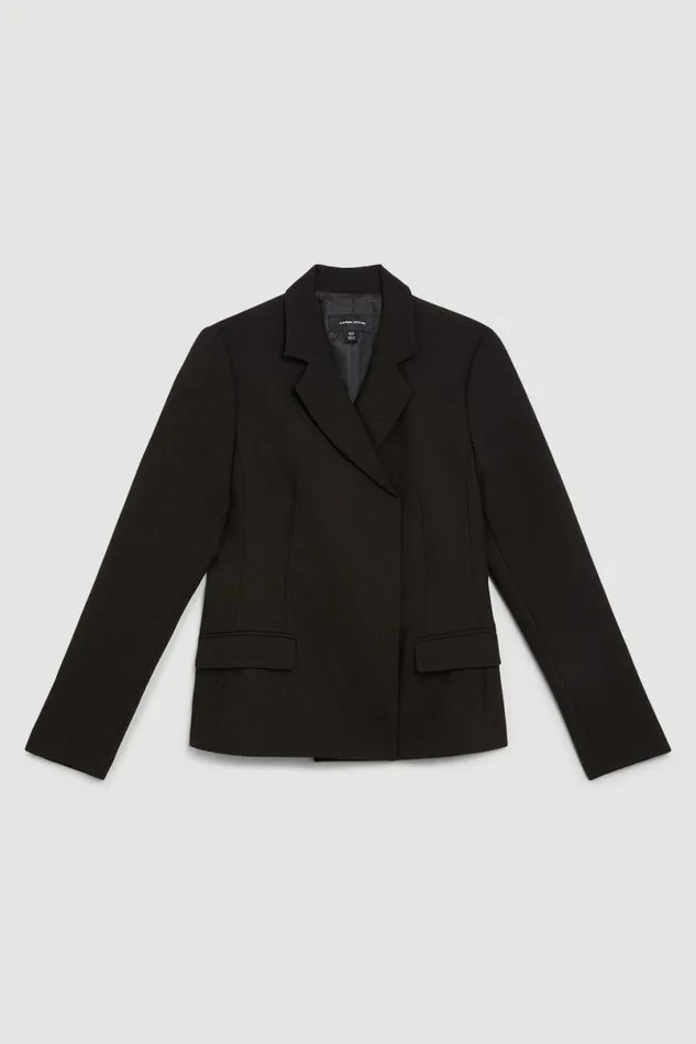 Compact Stretch High Break Point Tailored Blazer Black Women Karen Millen Coats and Jackets