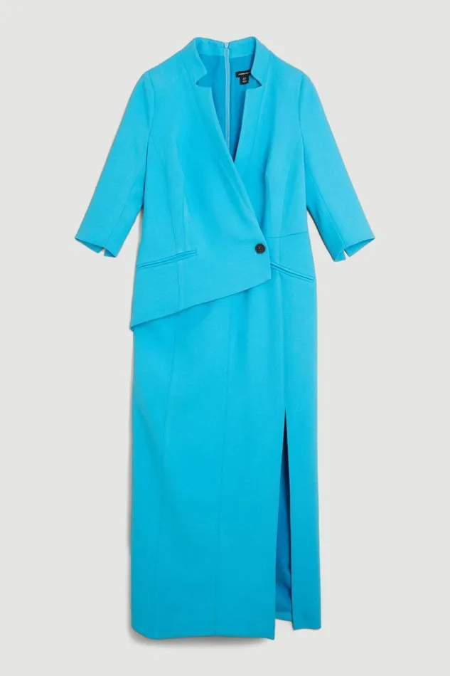 Compact Stretch Split Side Midi Dress Aqua Women Karen Millen Dresses