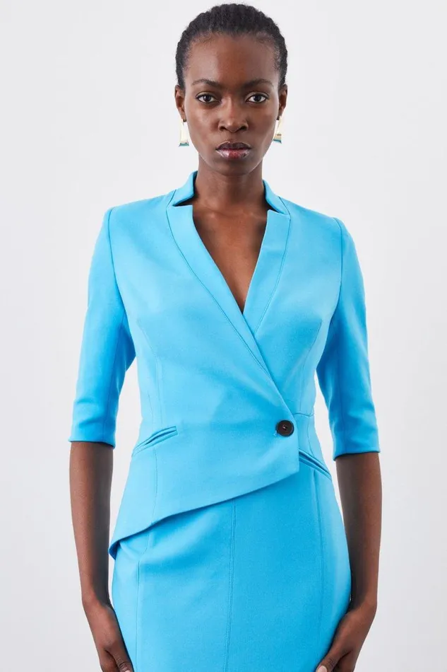 Compact Stretch Split Side Midi Dress Aqua Women Karen Millen Dresses