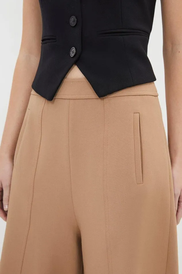 Compact Stretch Stitch Detail Tailored Walking Shorts Camel Women Karen Millen Suits