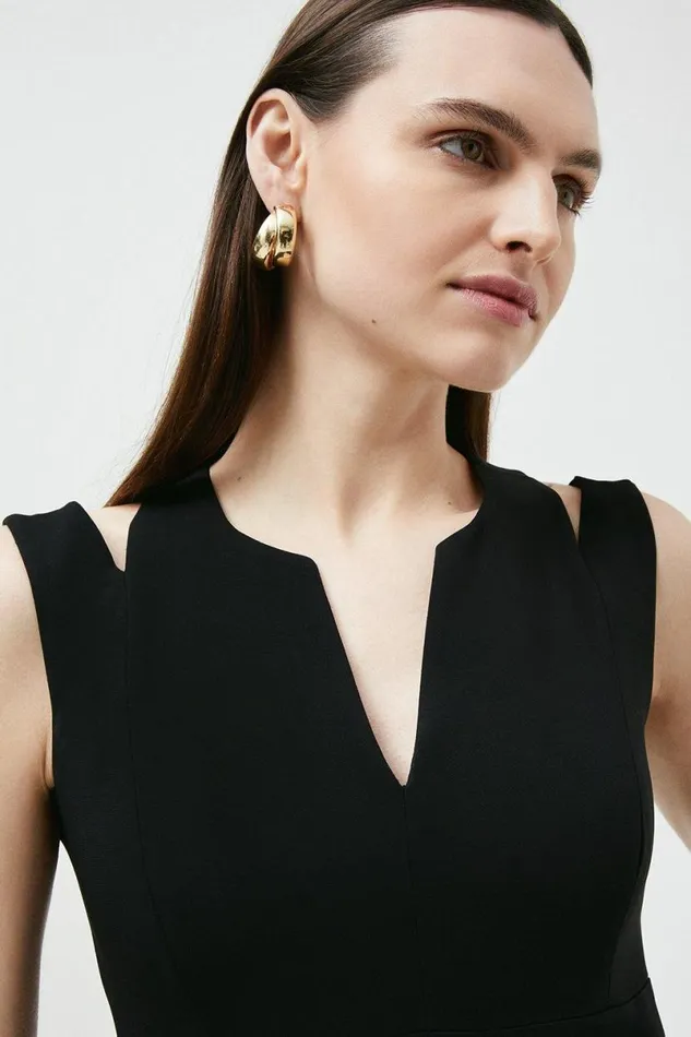 Compact Stretch Viscose Tailored Waterfall Midaxi Dress Women Karen Millen Dresses