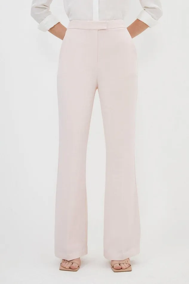 Compact Viscose Slim Leg Tailored Trousers Blush Women Karen Millen CoOrds