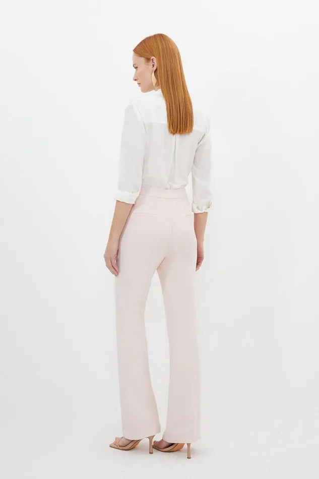 Compact Viscose Slim Leg Tailored Trousers Blush Women Karen Millen CoOrds