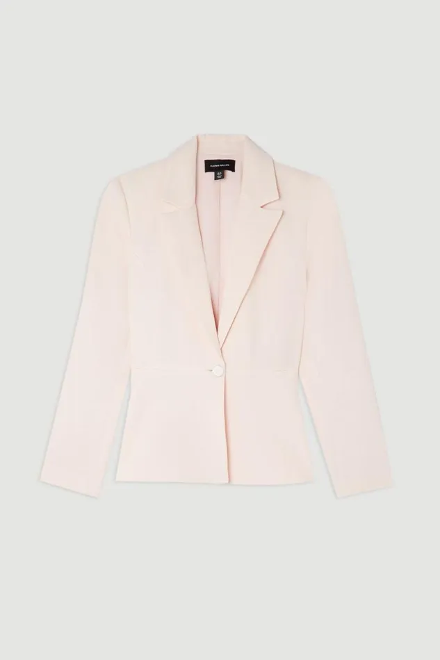 Compact Viscose Tailored Peplum Embroidered Blazer Blush Women Karen Millen Coats and Jackets