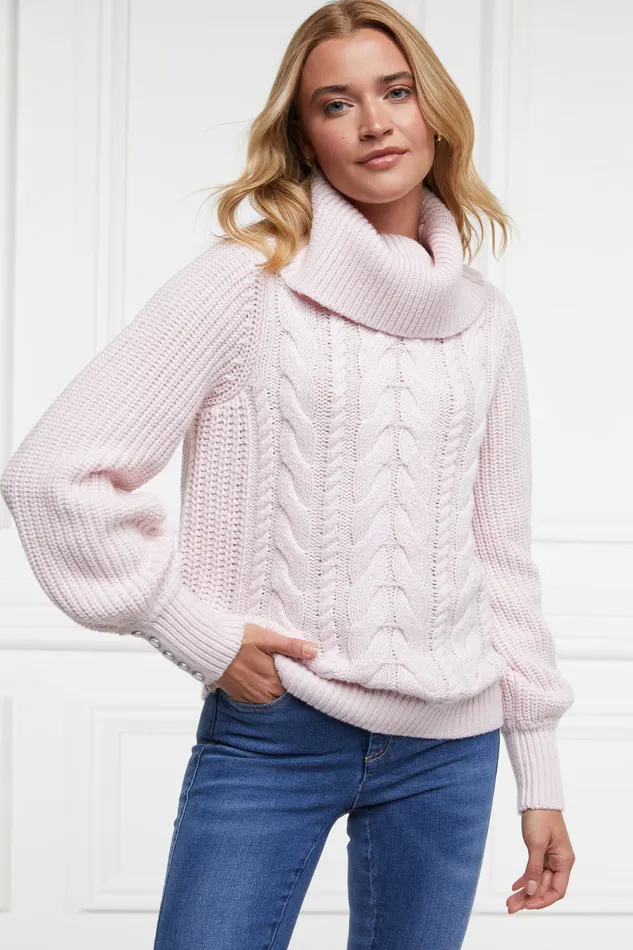 Corded Roll Neck Knit Ice Pink Women Holland Cooper Knitwear