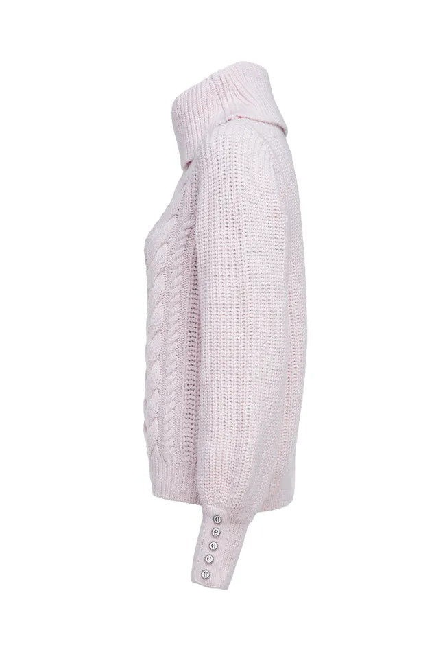 Corded Roll Neck Knit Ice Pink Women Holland Cooper Knitwear Corded Roll Neck Knit Ice Pink Women Holland Cooper Knitwear